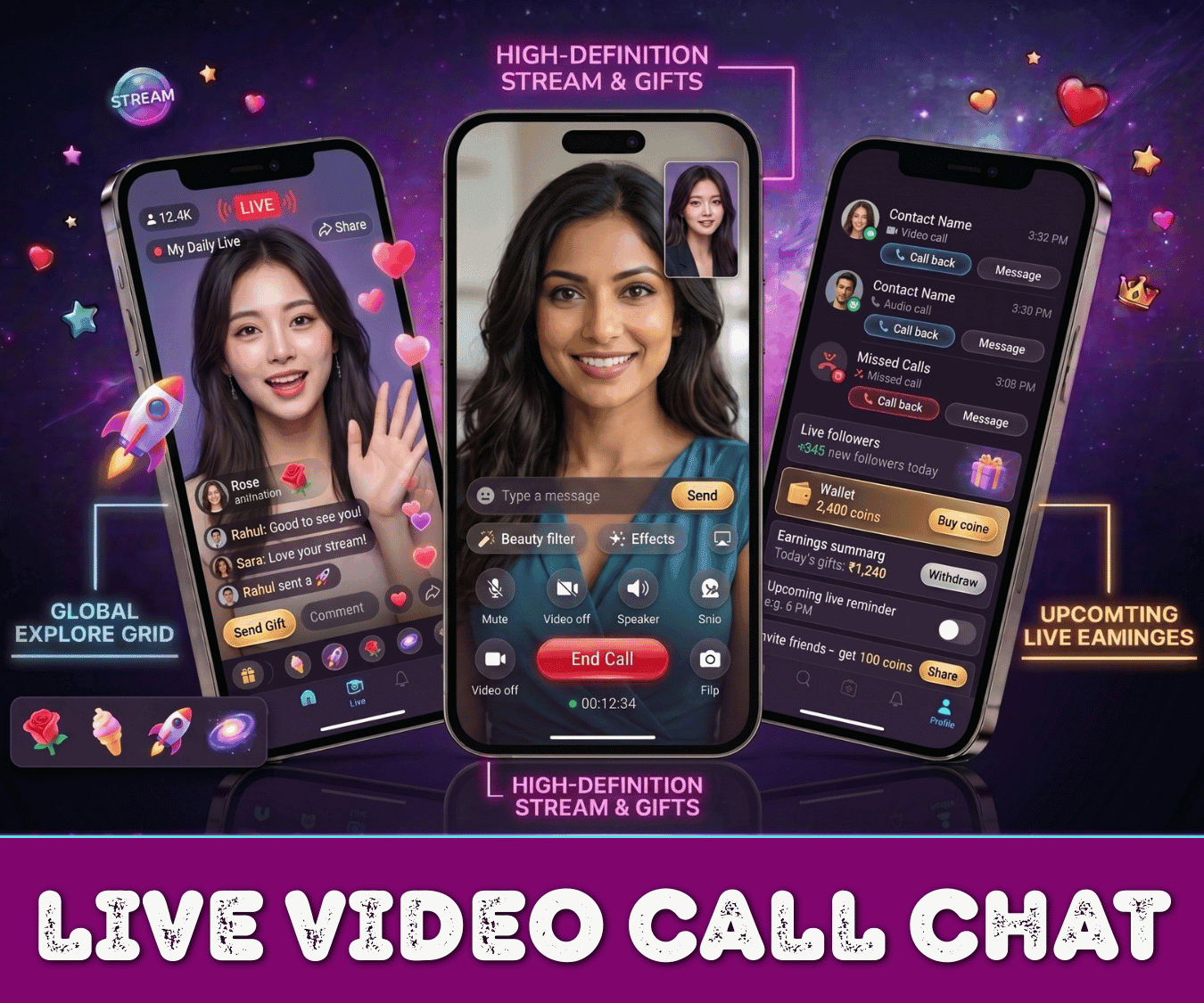 Live Video Call & Streaming App