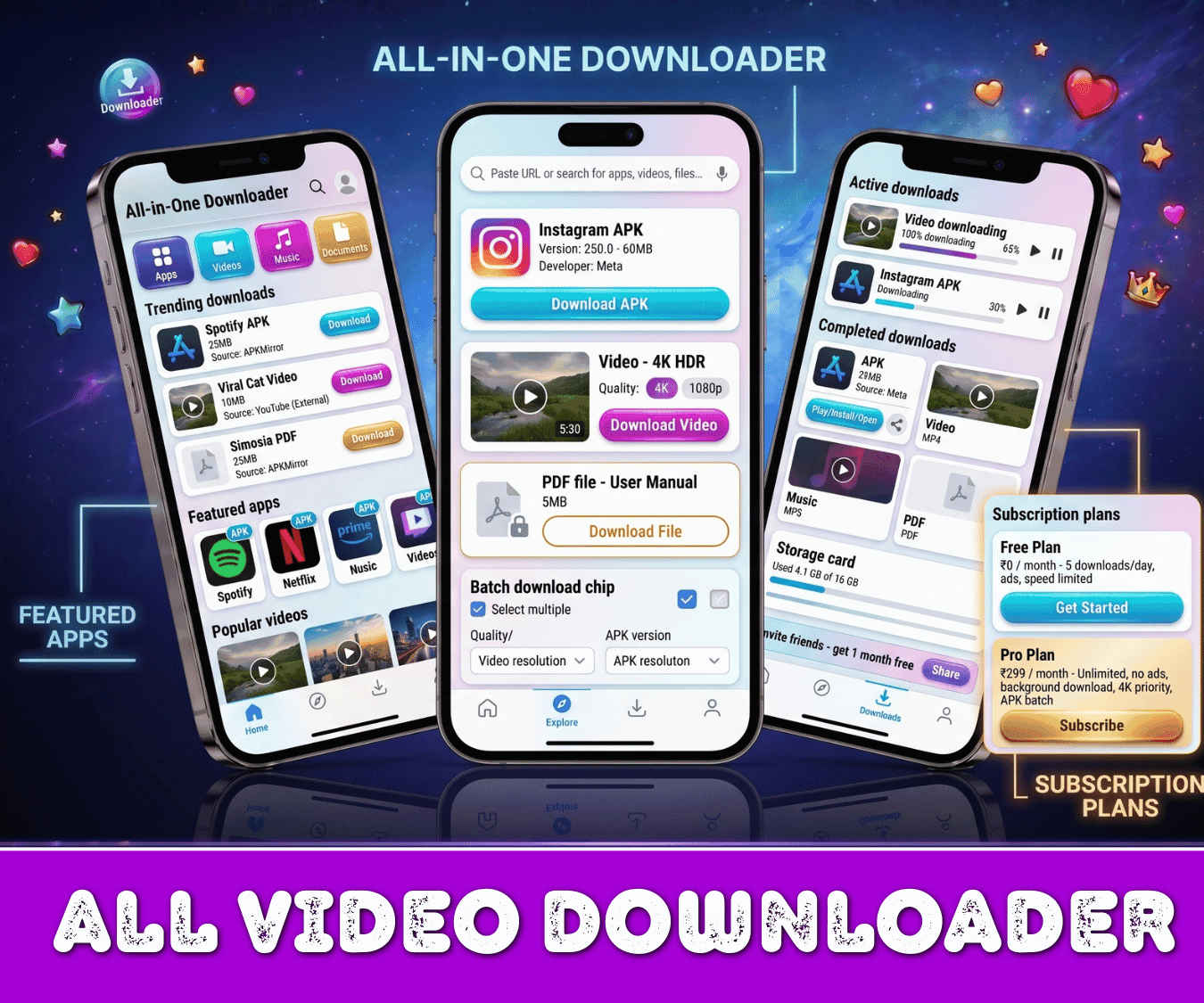 All Video Downloader & StorySaver | 103 Websites Support Snackvideo, Whatsapp, Tiktok, Instagram, FB