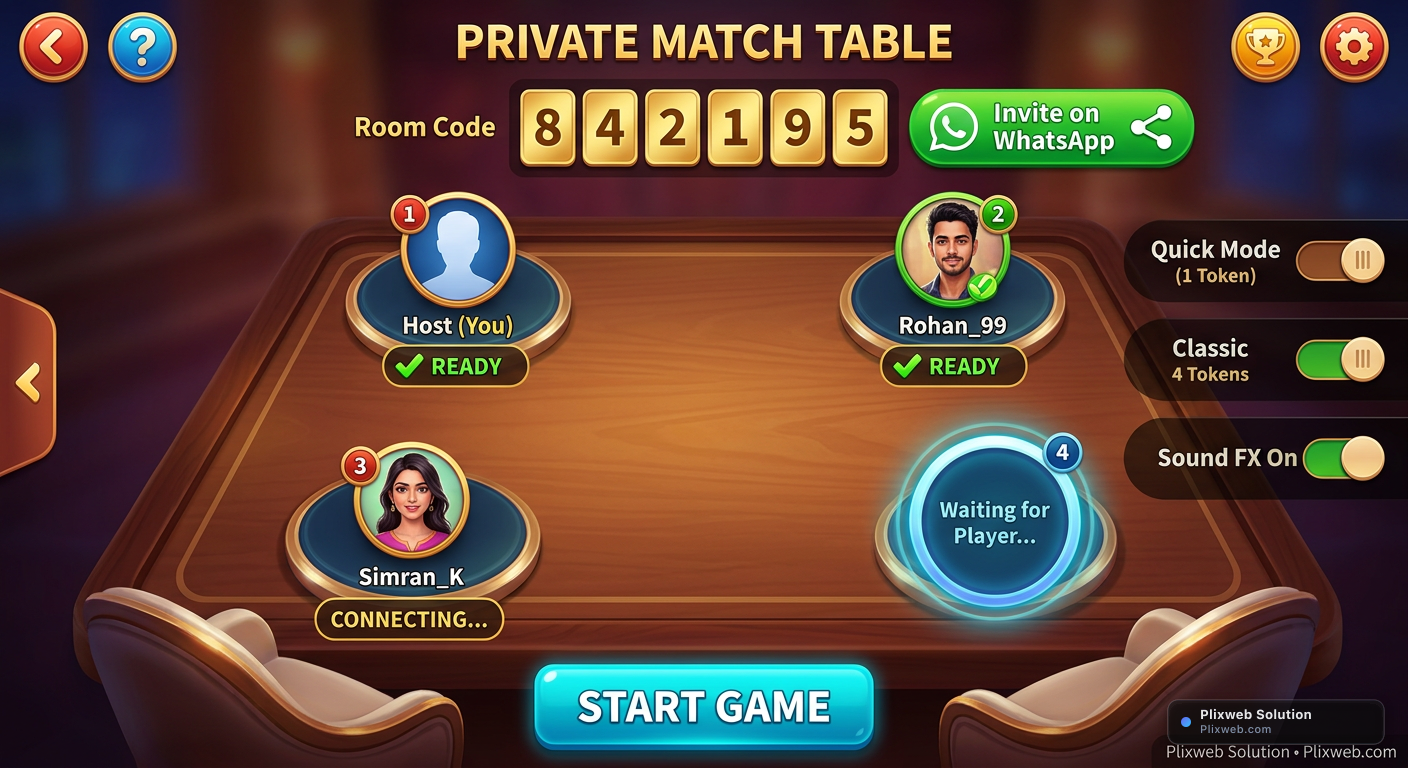 Private Match Table & 6-Digit WhatsApp Room UI/UX