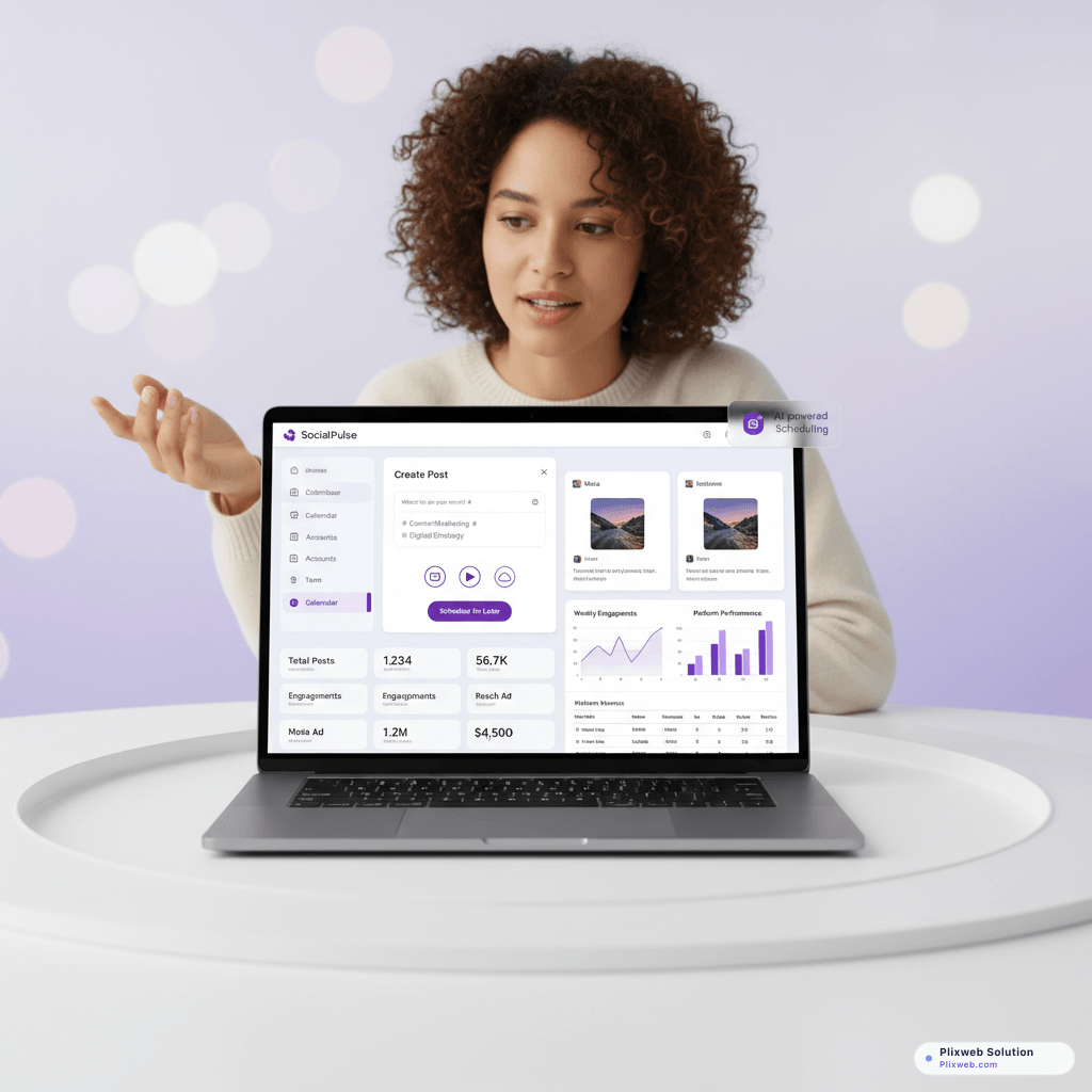 Interactive content calendar and multi-account publishing interface.