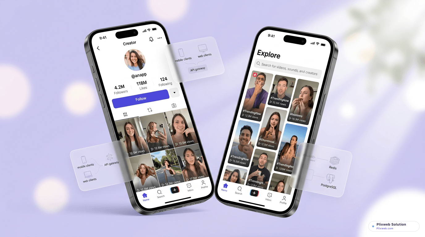 User profile and explore feed mobile screens